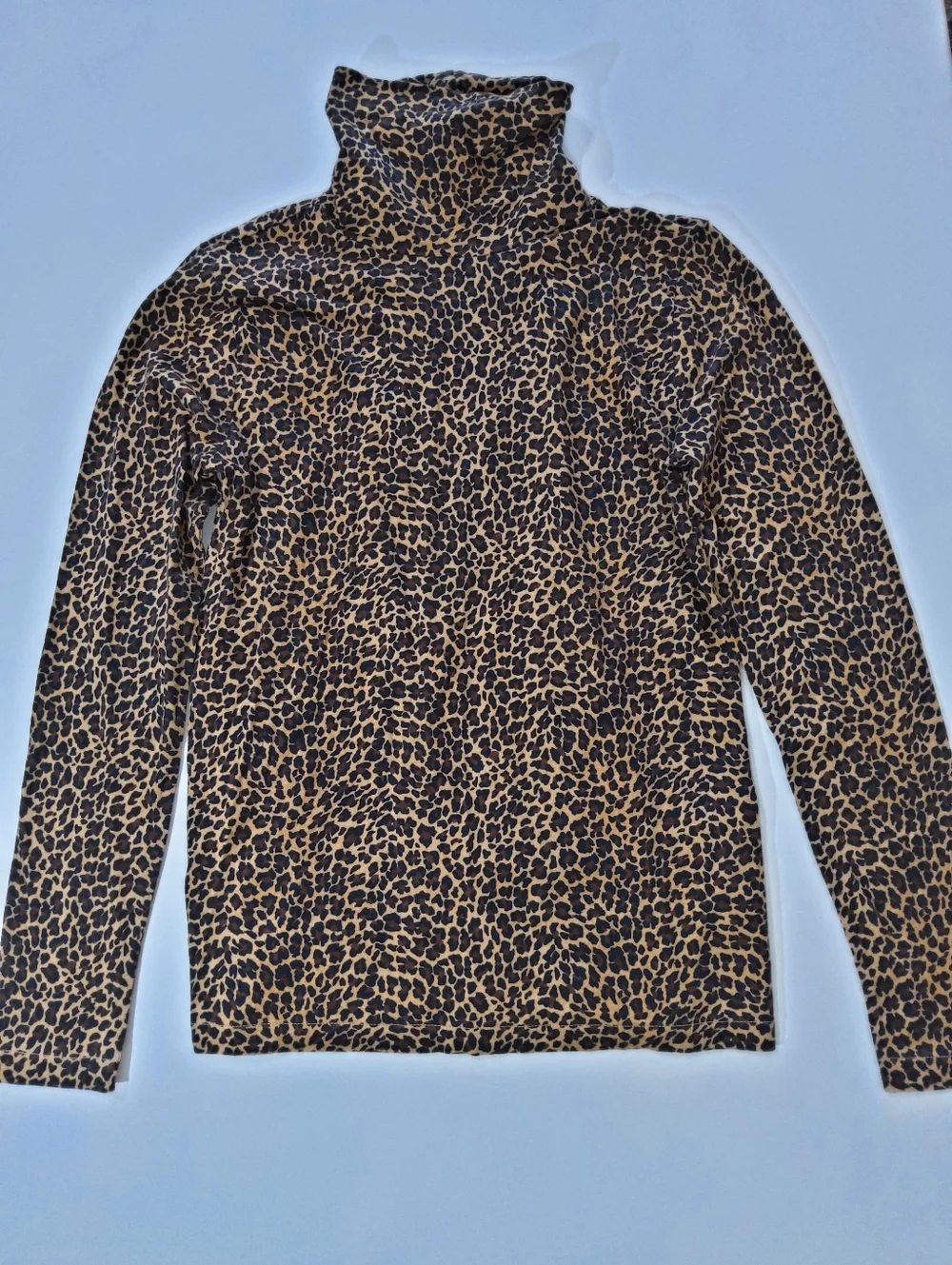 J.Crew Leopard Print Turtleneck Sweater Women Small Tan Black Mobwife Maximalist